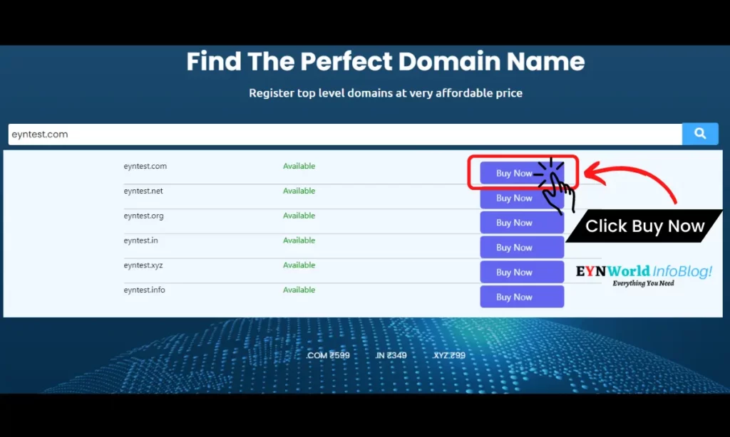 Click Buy Now button of desired Domain step 3