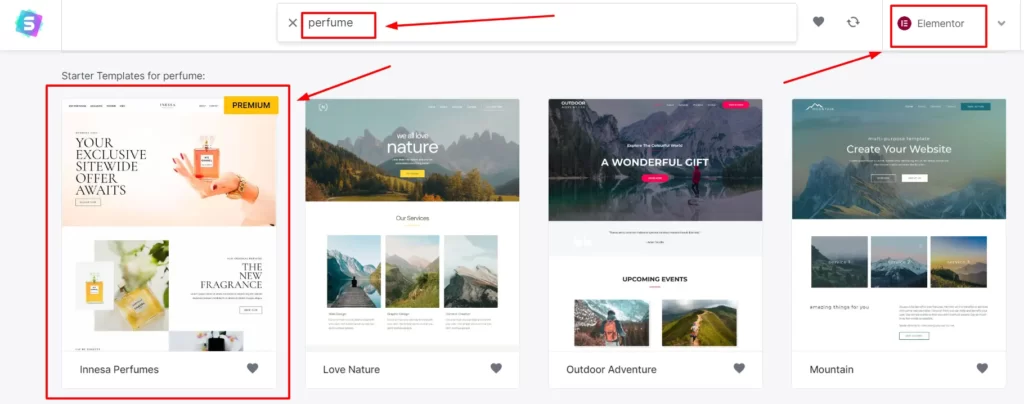 Search and select premium Perfume template