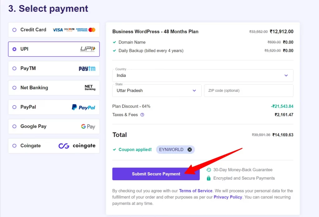 Buy Hosting From Hostinger - Step 6