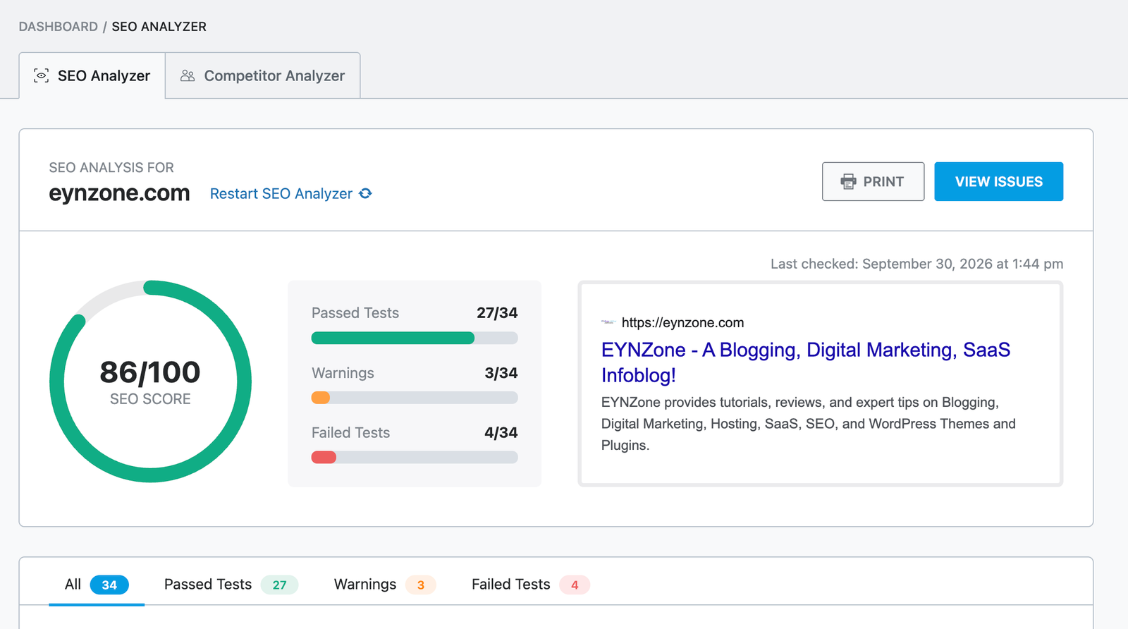 Rank Math SEO Analyzer Test